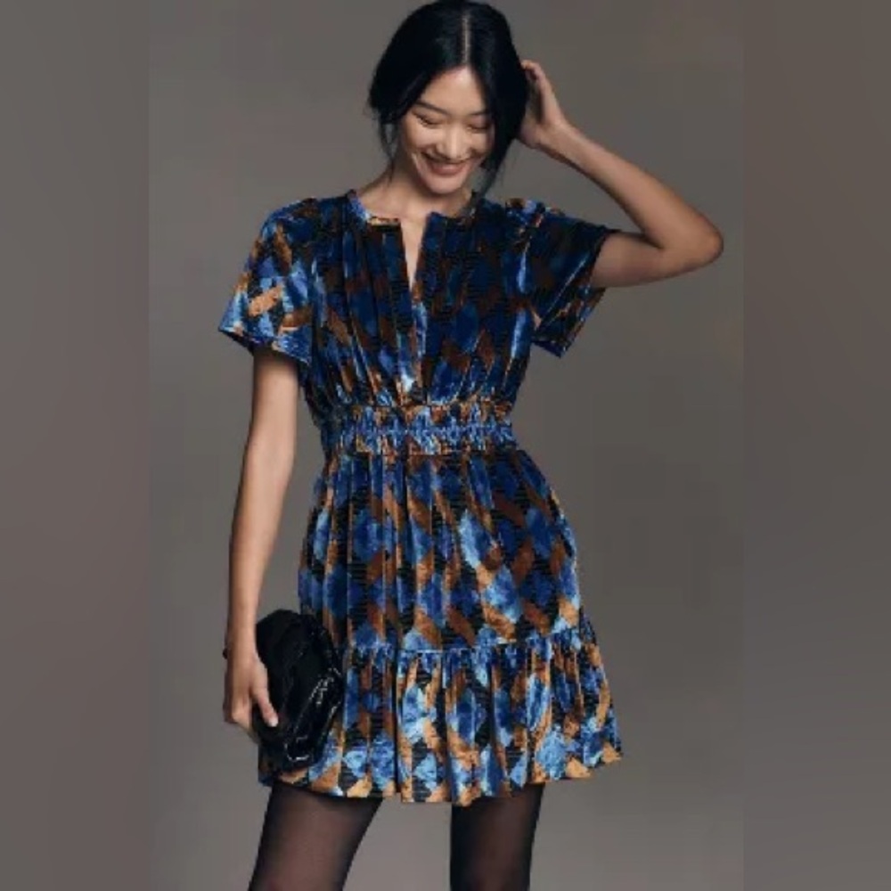 NWT Anthropologie Dress The Somerset Mini Dress: Velvet Edition